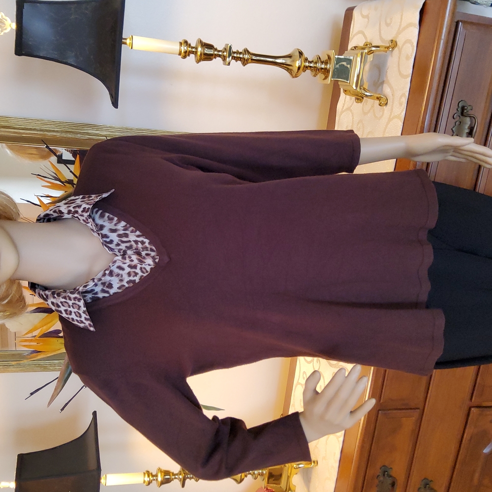 Animal Print & Brown Layered Look Sweater - Covington